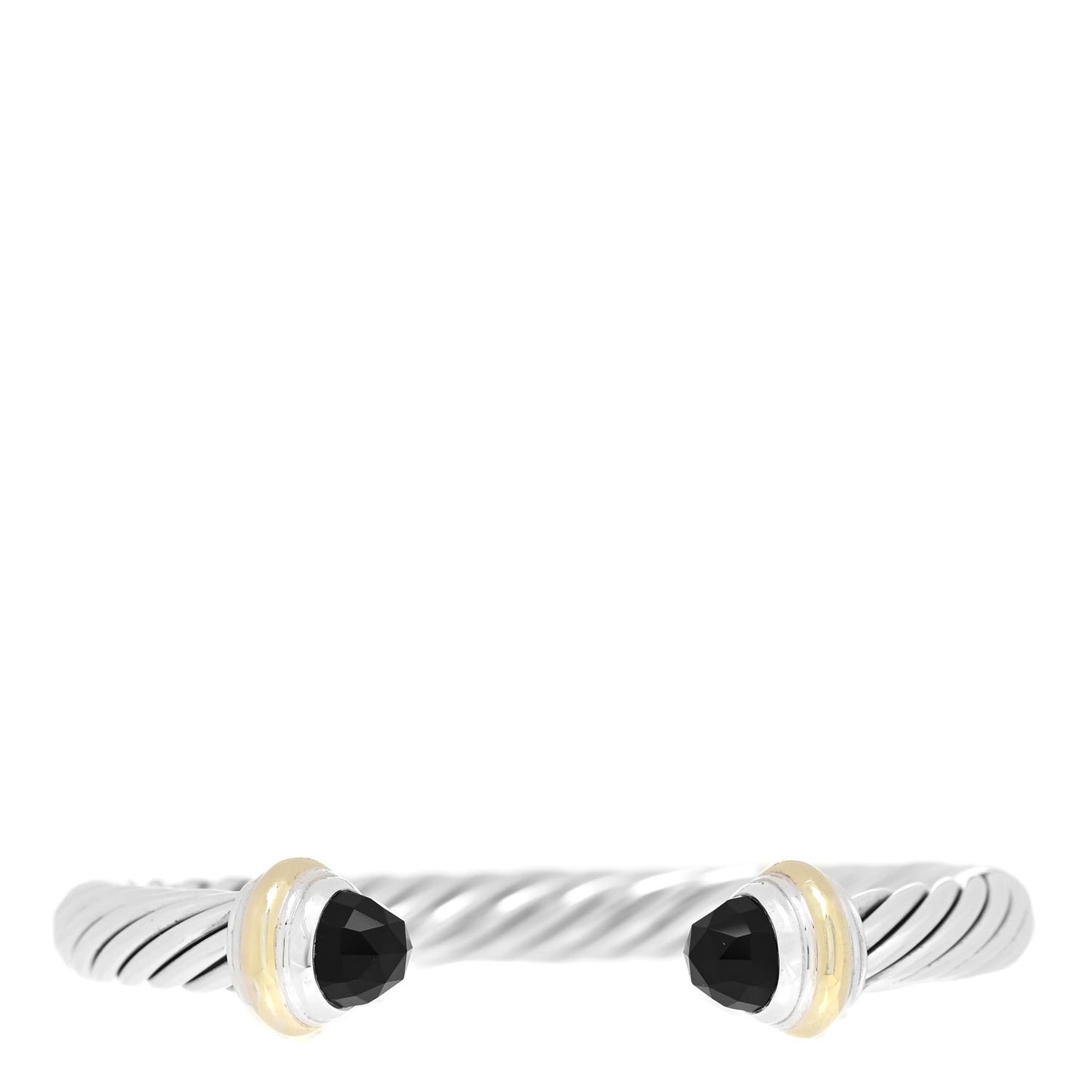 Sterling Silver 14K Yellow Gold Black Onyx 7mm Cable Classics Bracelet