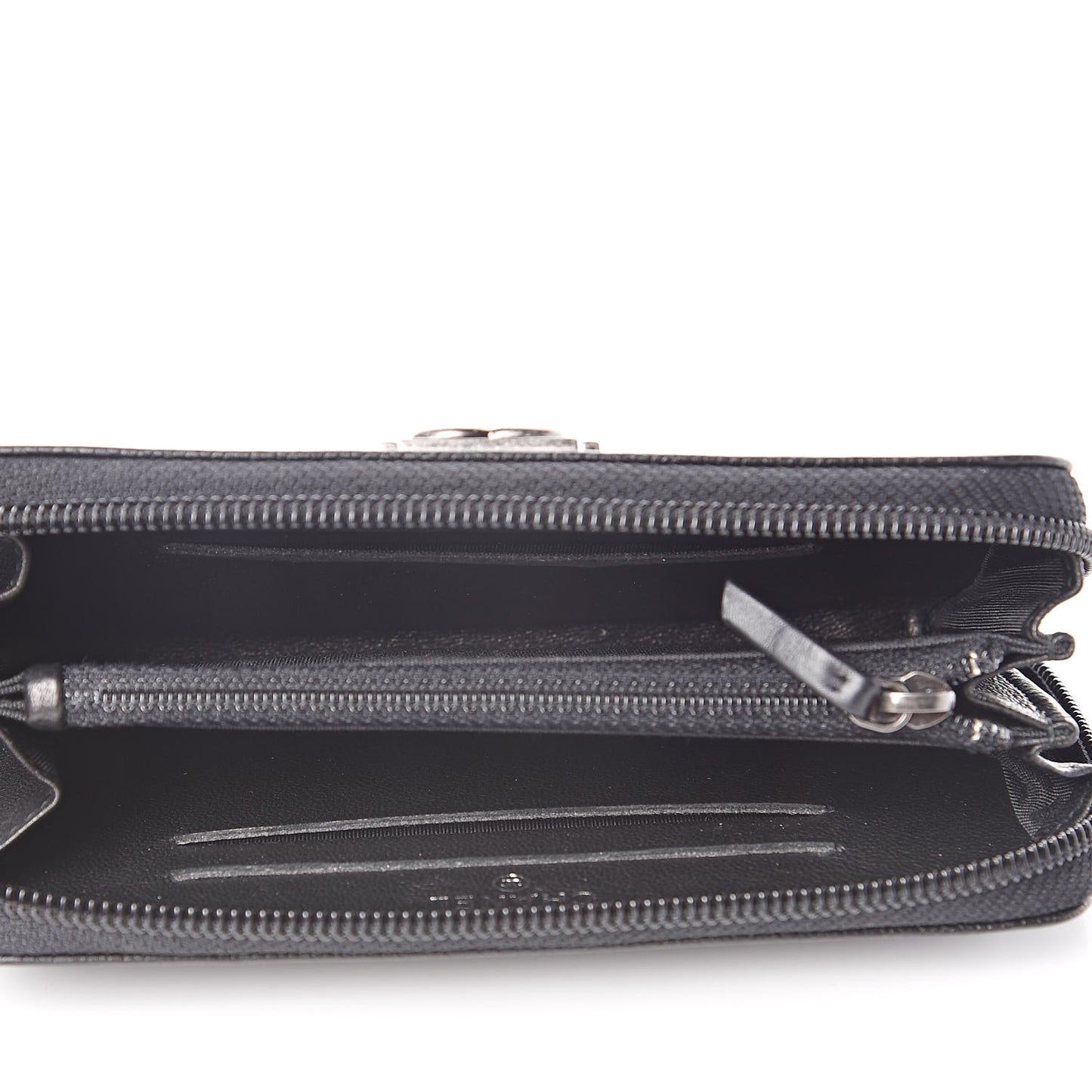 Caviar Quilted Small Boy Zip Around Wallet Black
