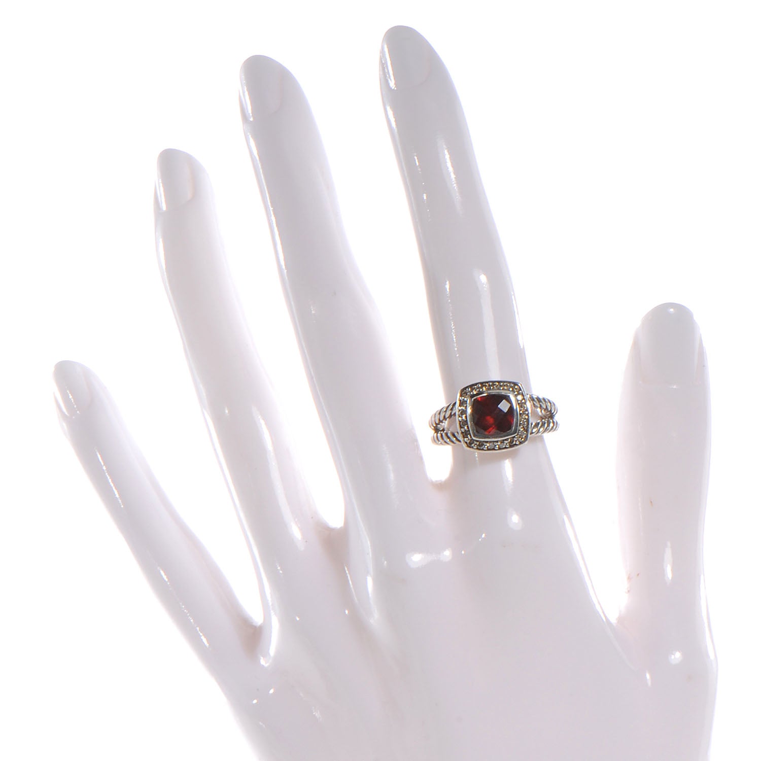 David Yurman Petite Albion Diamond Pyrope Garnet Ring 6 2 of 5