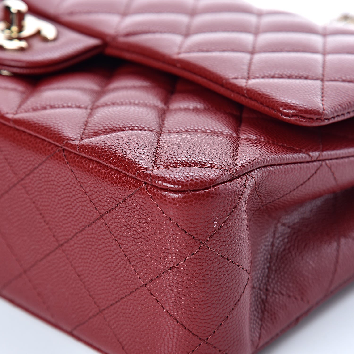 Chanel Iridescent Caviar Quilted Medium Double Flap Burgundy 11 of 12