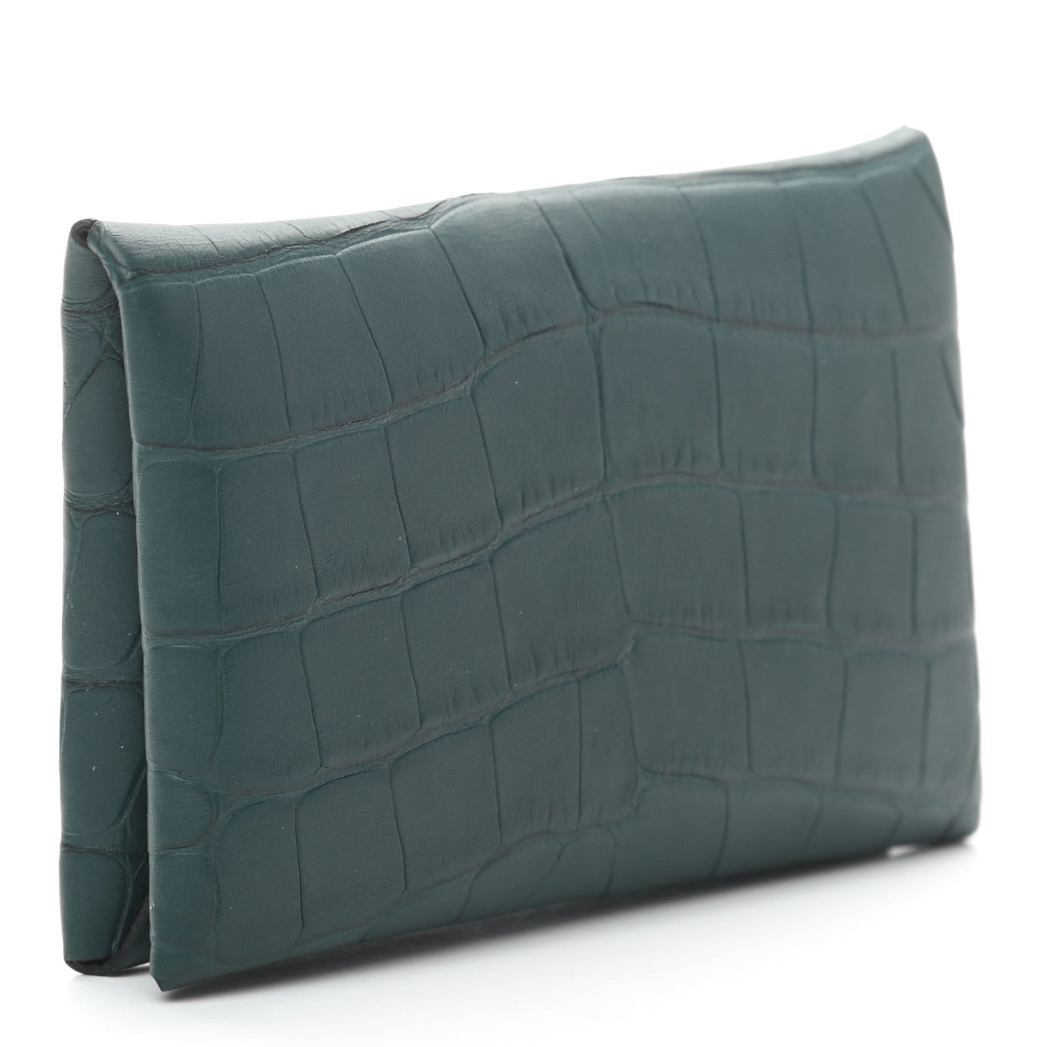 Hermes Matte Alligator Calvi Card Case Vert Cypress 3 of 6