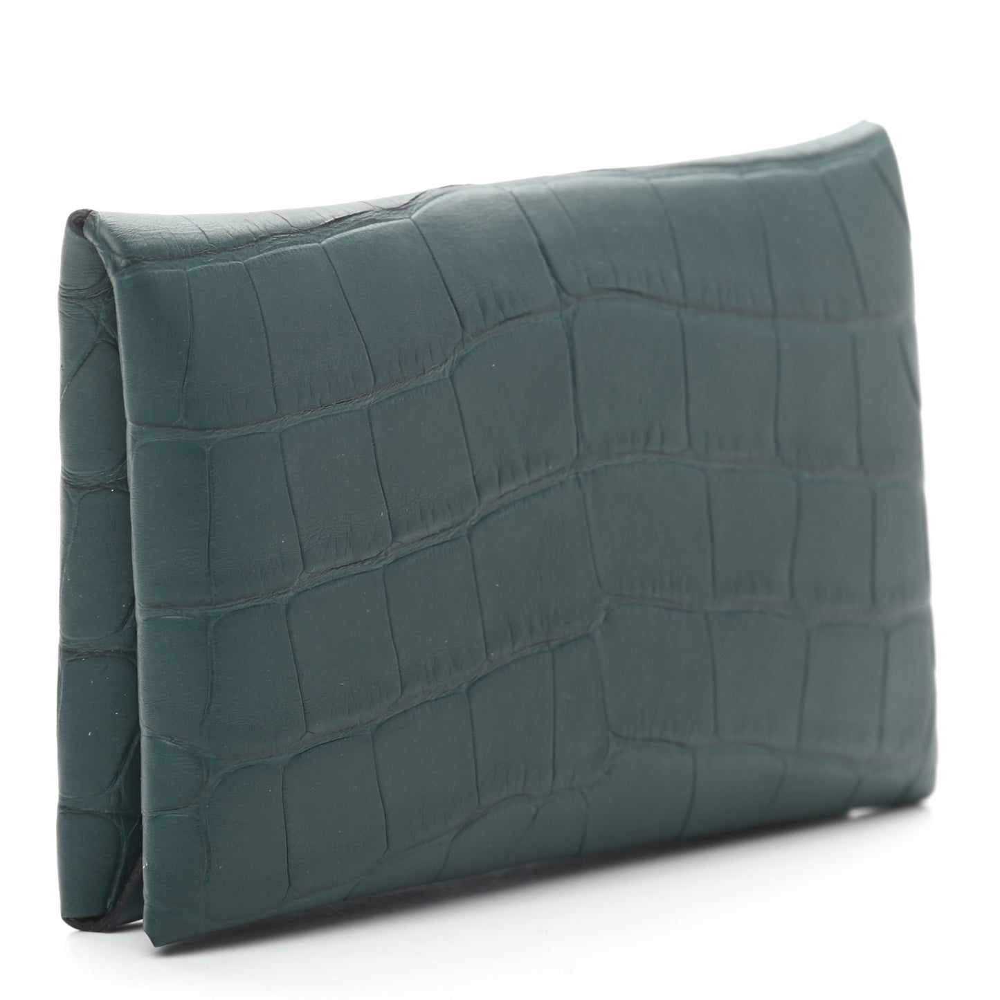 Matte Alligator Calvi Card Case Vert Cypress