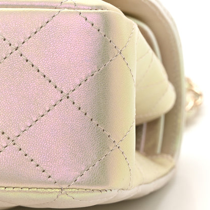 Chanel Iridescent Lambskin Quilted Medium Double Flap Ivory 13 of 16