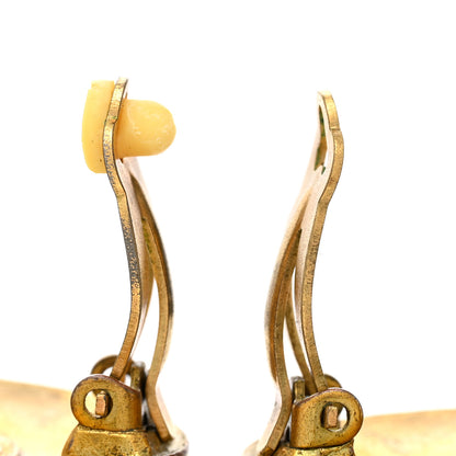 Chanel CC Clip On Earrings Black Gold 5 of 8