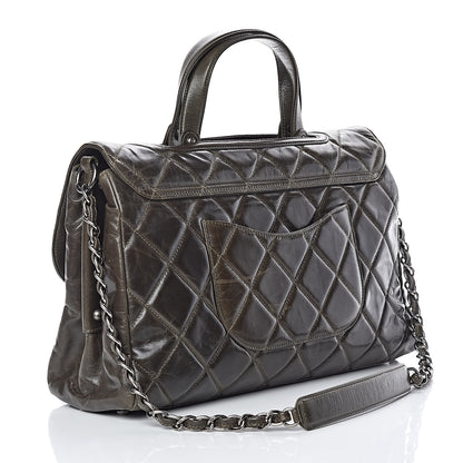 Chanel Glazed Calfskin Boy Satchel Flap Dark Grey 3 of 13