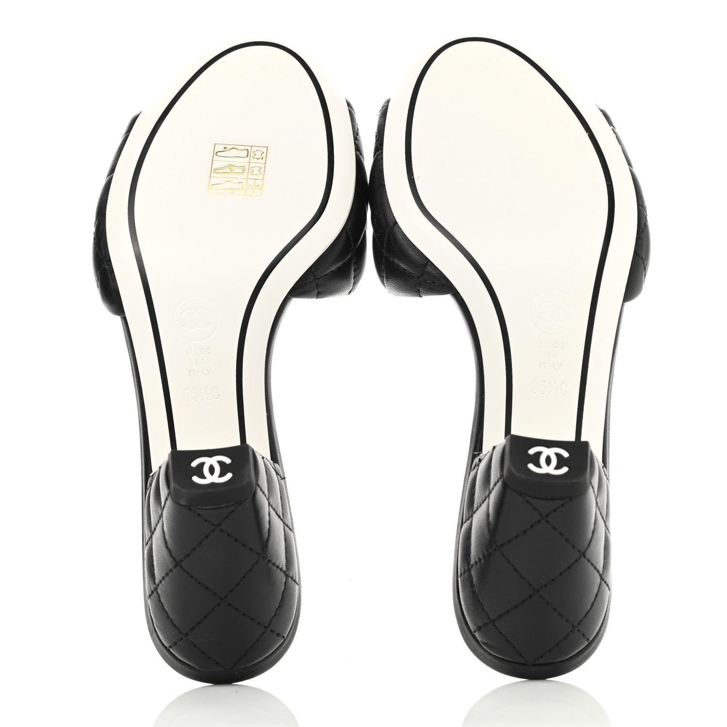 Chanel Lambskin Quilted Textured CC Mules 35.5 Black 5 of 8