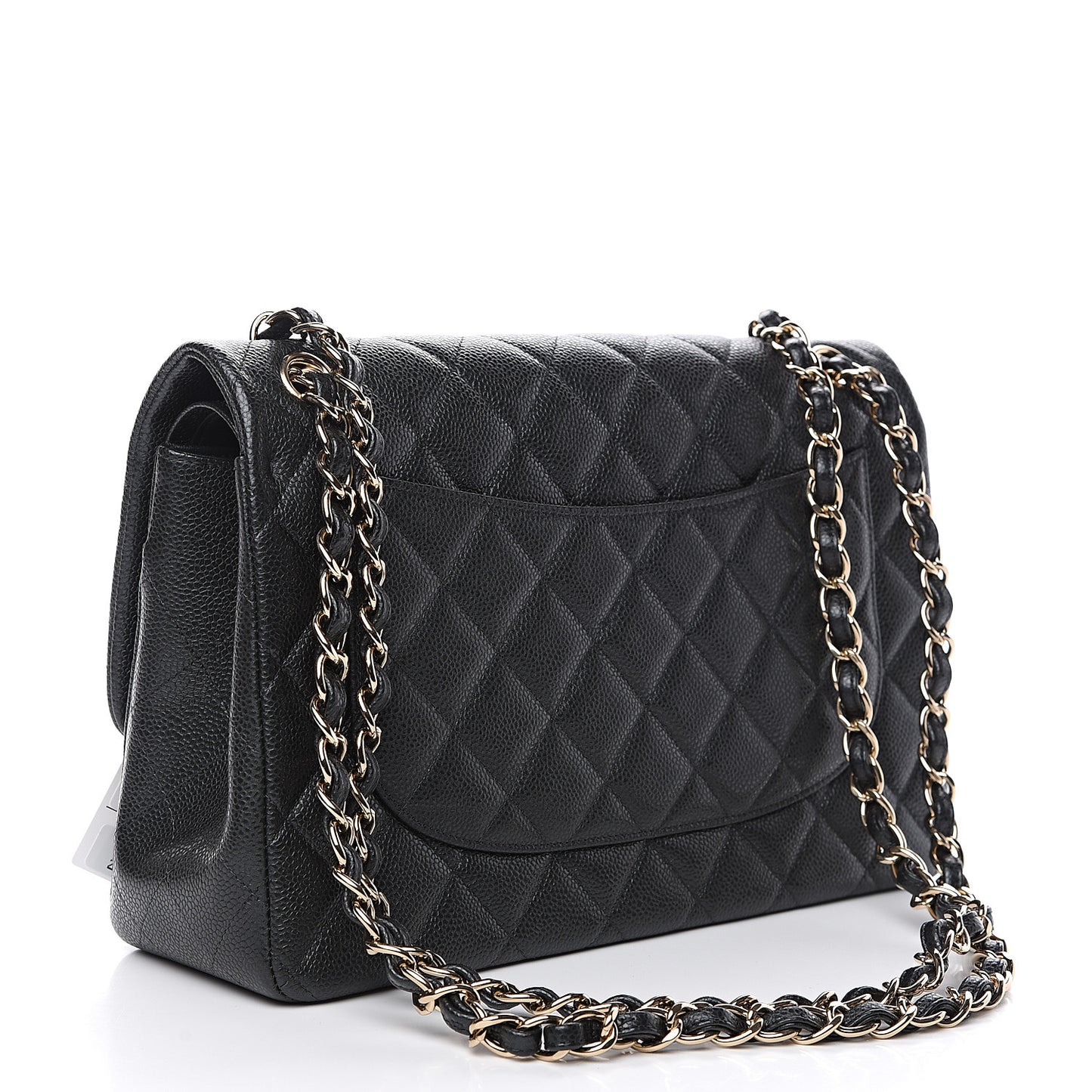 Caviar Quilted Jumbo Double Flap Grey