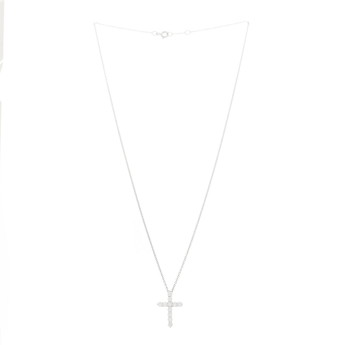 Platinum Diamond Small Cross Pendant Necklace