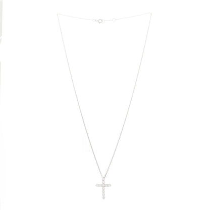 Tiffany Platinum Diamond Small Cross Pendant Necklace 3 of 7