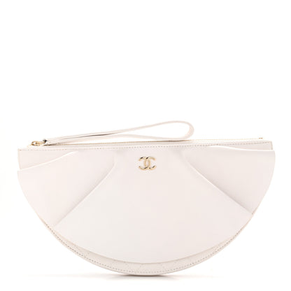 Chanel Lambskin Quilted Wave Clutch White 1 of 12