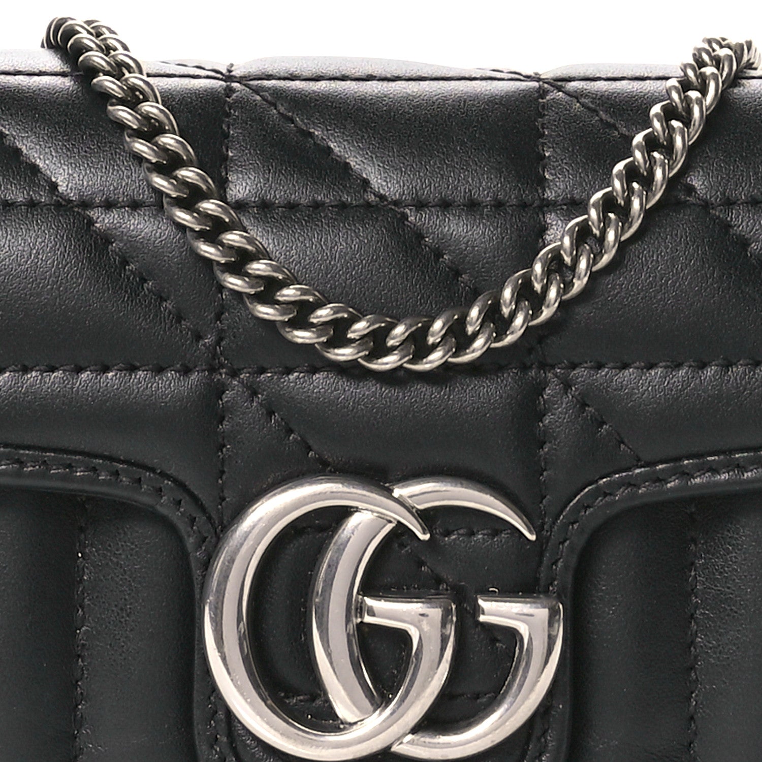 Gucci Calfskin Matelasse Aria Super Mini GG Marmont Shoulder Bag Black 8 of 10