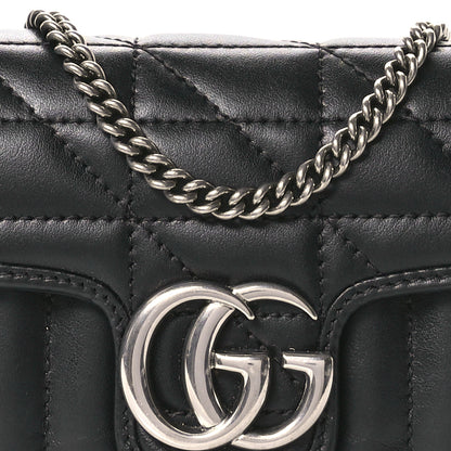 Gucci Calfskin Matelasse Aria Super Mini GG Marmont Shoulder Bag Black 8 of 10