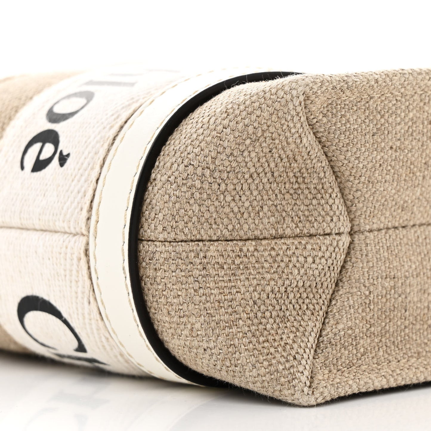 Cotton Calfskin Mini Woody Ribbon Tote White Light Brown