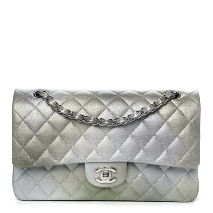 Chanel Metallic Goatskin Quilted Medium Double Flap Grey Green 1 of 10