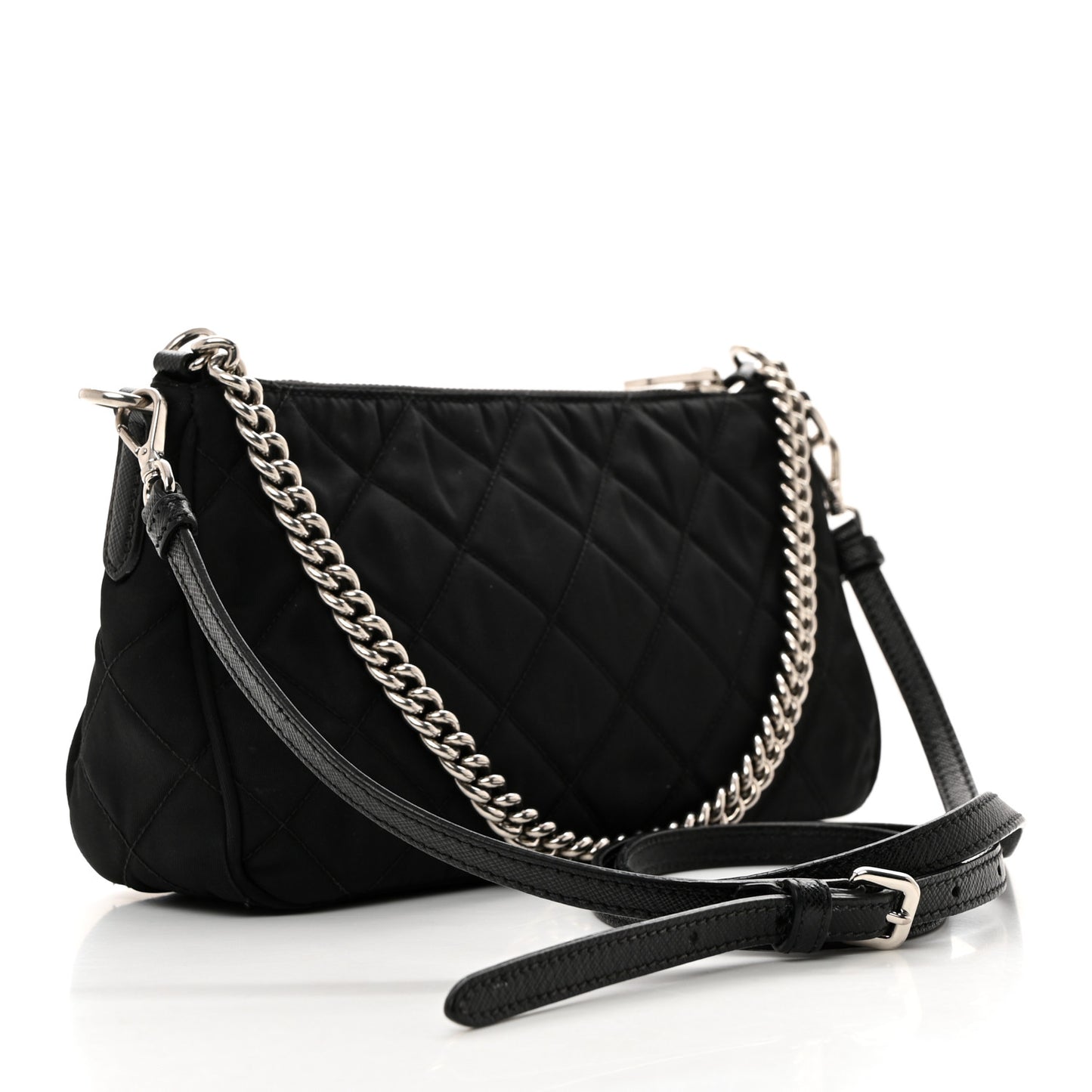 Nylon Tessuto Impuntu Quilted Crossbody Bag Black