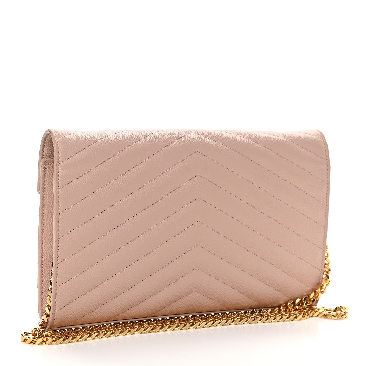 Grain De Poudre Matelasse Chevron Monogram Chain Wallet Nude Powder