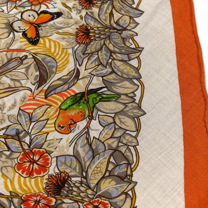 Hermes Cashmere Silk Jungle Love Giant Triangle Scarf Orange Cuit Naturel Vert 3 of 3