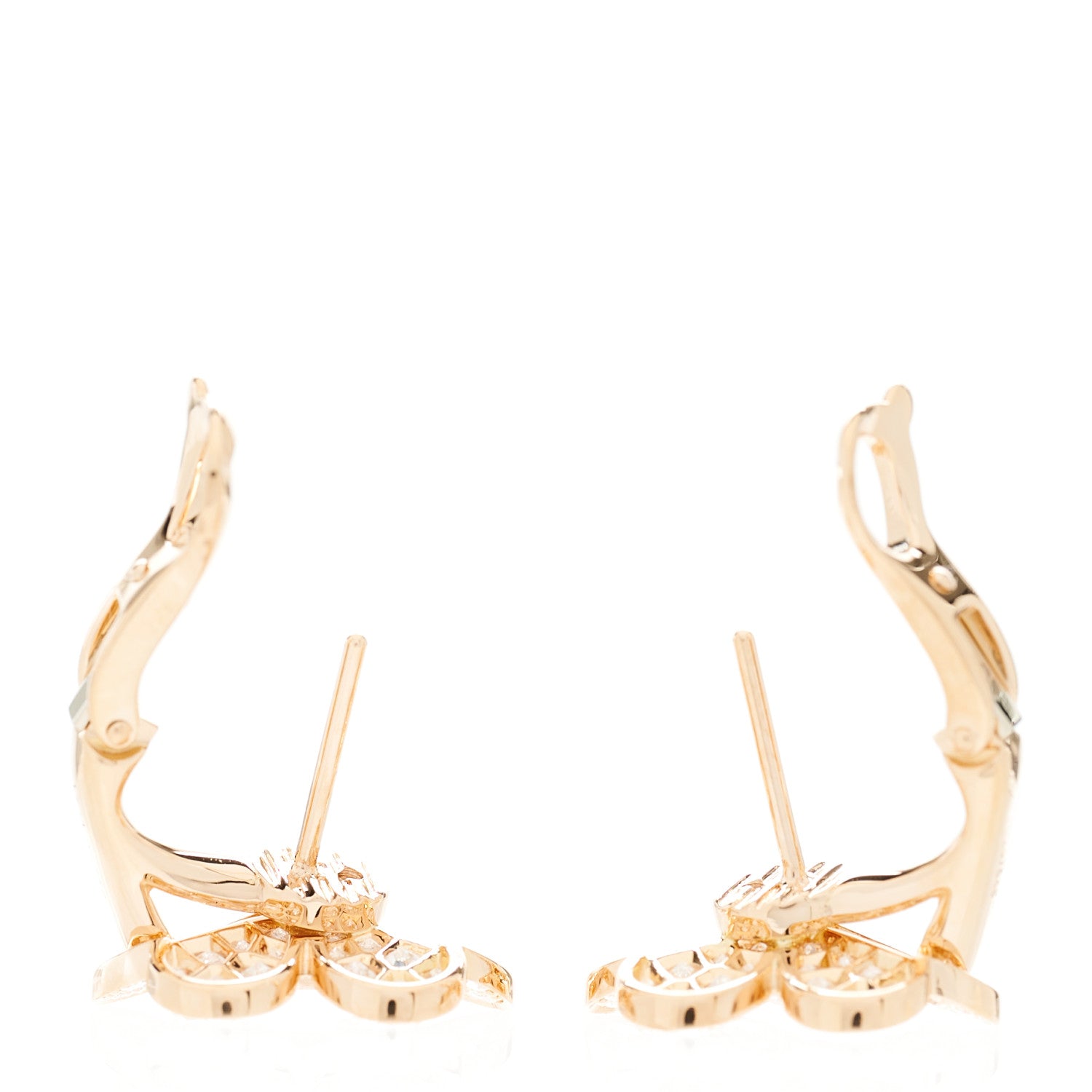 Van Cleef & Arpels 18K Rose Gold Diamond Small Frivole Pave Earrings 3 of 5