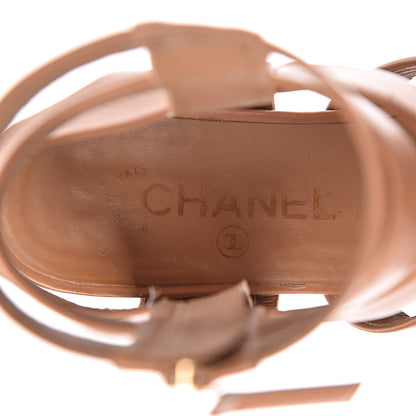 Chanel Calfskin Gladiator Sandals 39.5 Brown 6 of 15