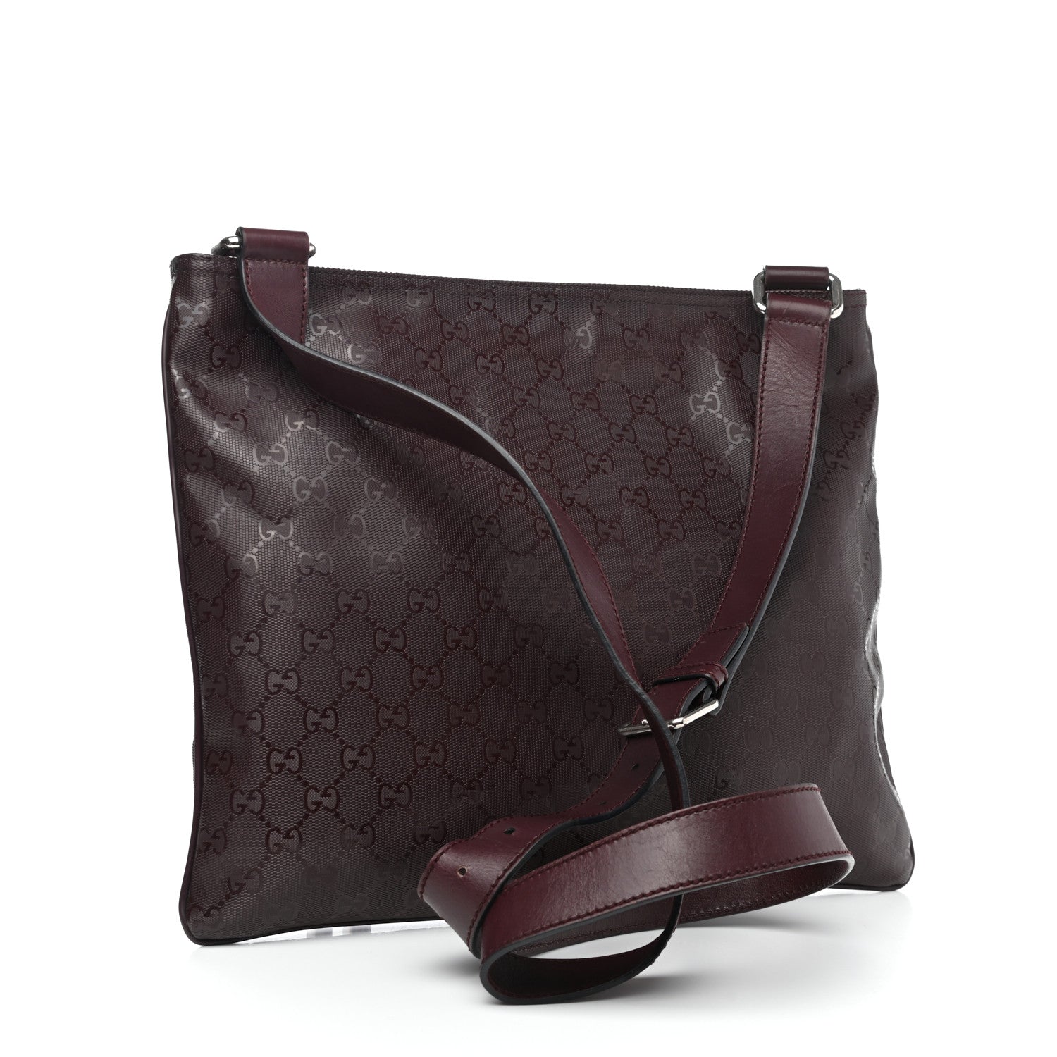 Gucci Imprime Monogram Small Flat Messenger Bag Bordeaux 3 of 11