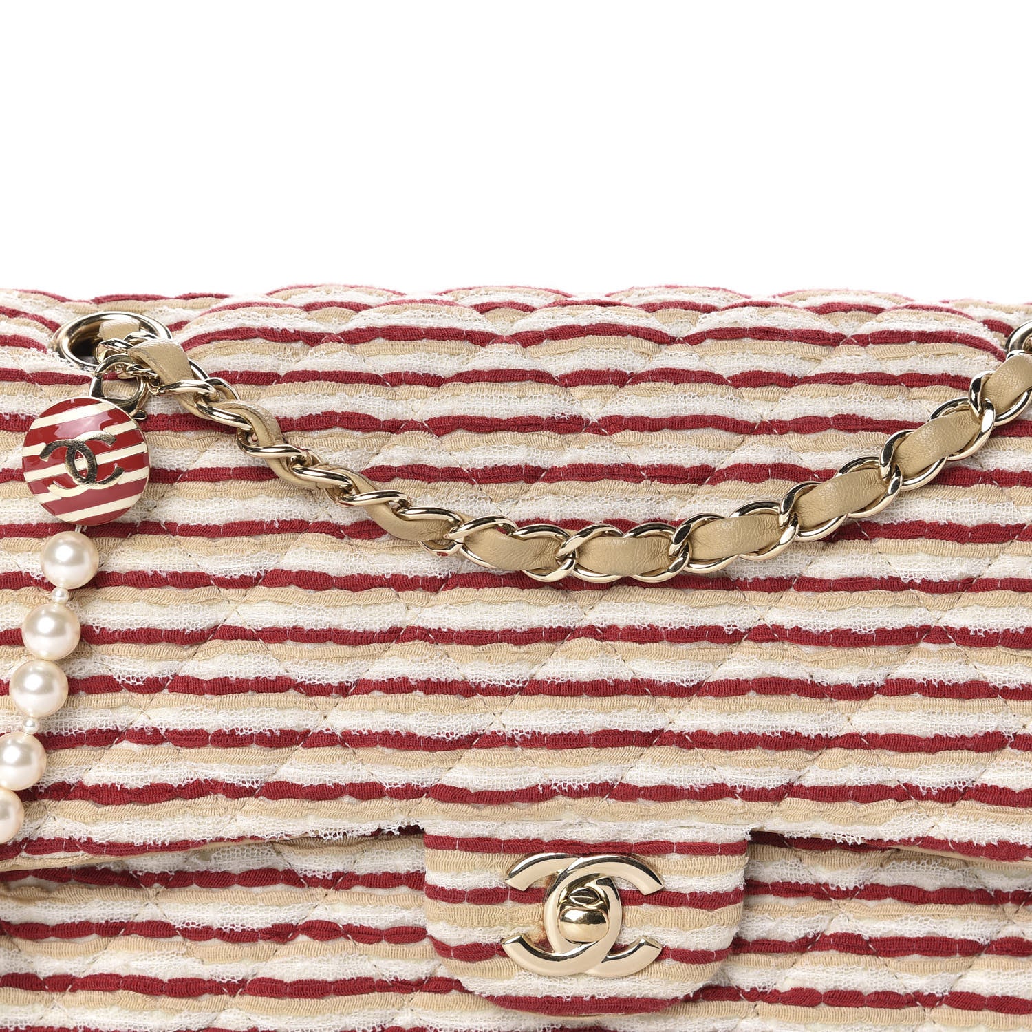 Chanel Jersey Quilted Medium Coco Sailor Flap Red White 10 of 10