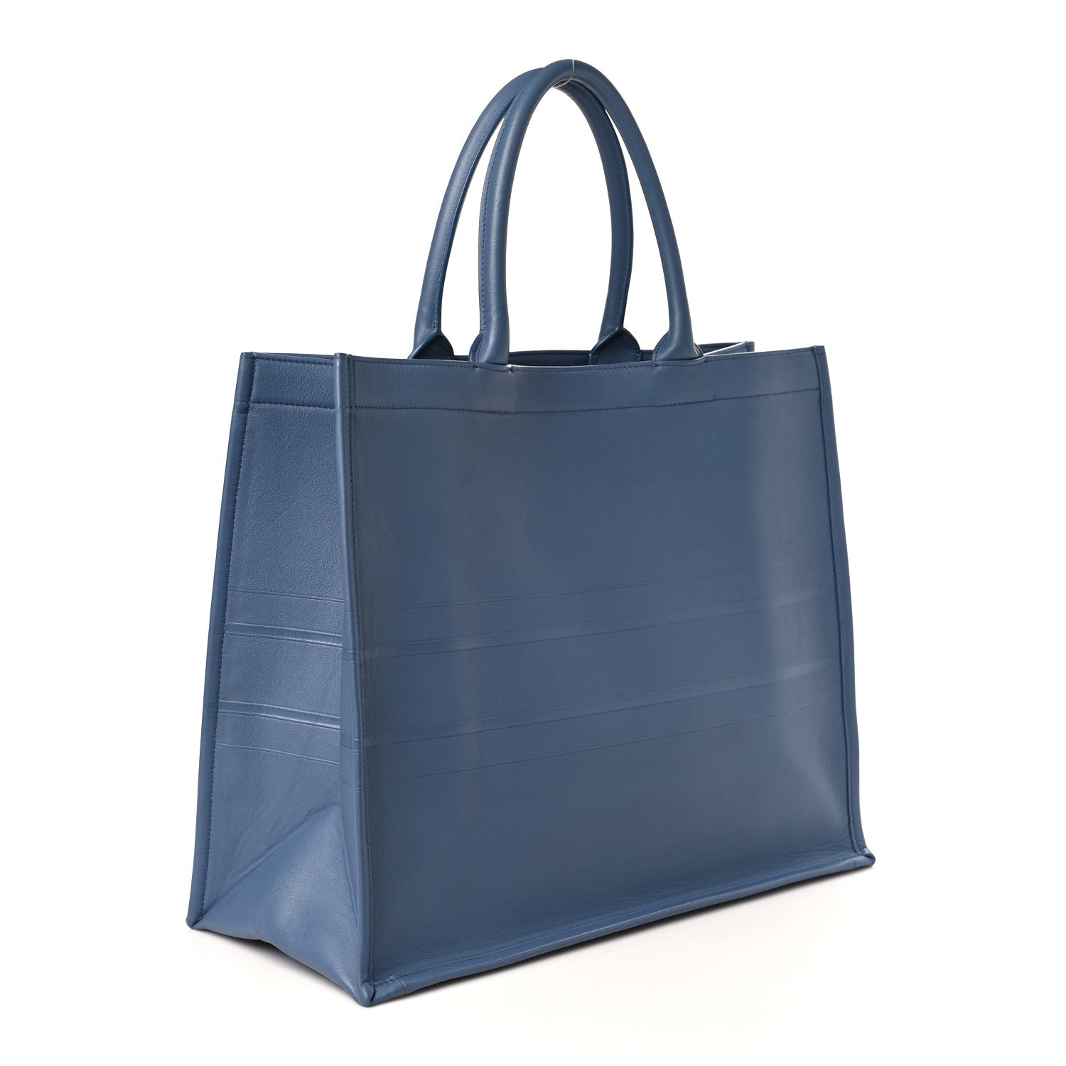 Christian Dior Calfskin Embossed Large Book Tote Blue 3 of 9
