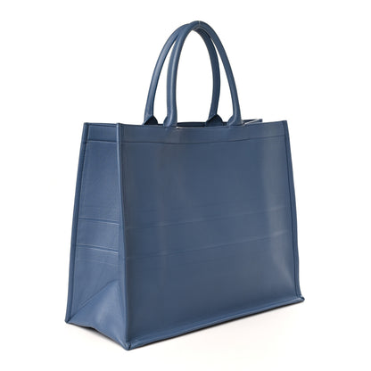 Christian Dior Calfskin Embossed Large Book Tote Blue 3 of 9