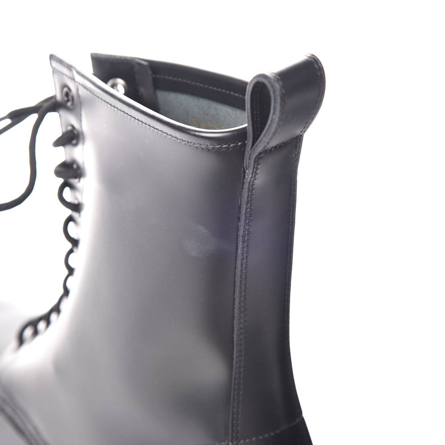 Calfskin Woven Detail Mens Combat Boots 40 Black