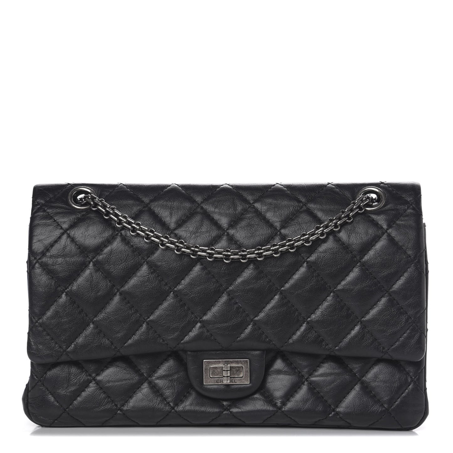 Aged Calfskin Quilted 2.55 Reissue 226 Flap Black