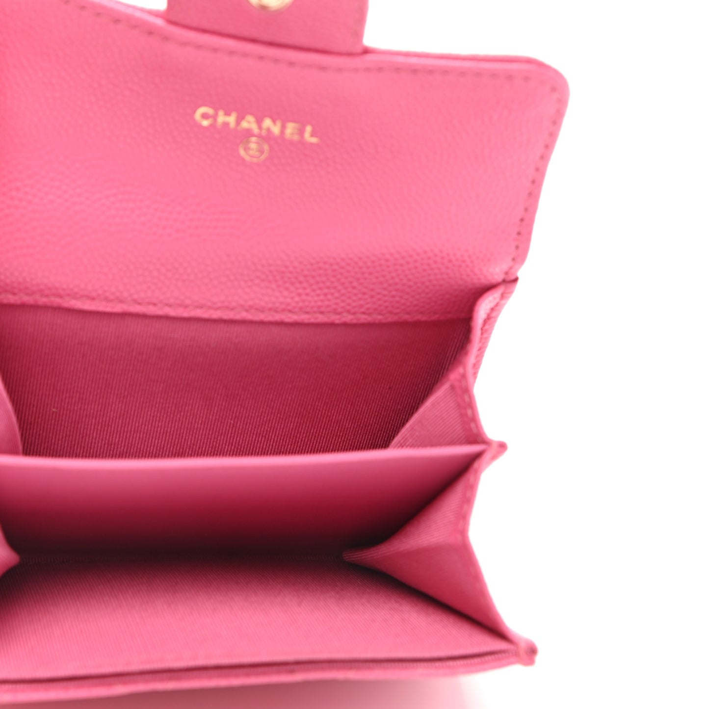 Caviar Quilted Flap Card Holder Wallet Pink