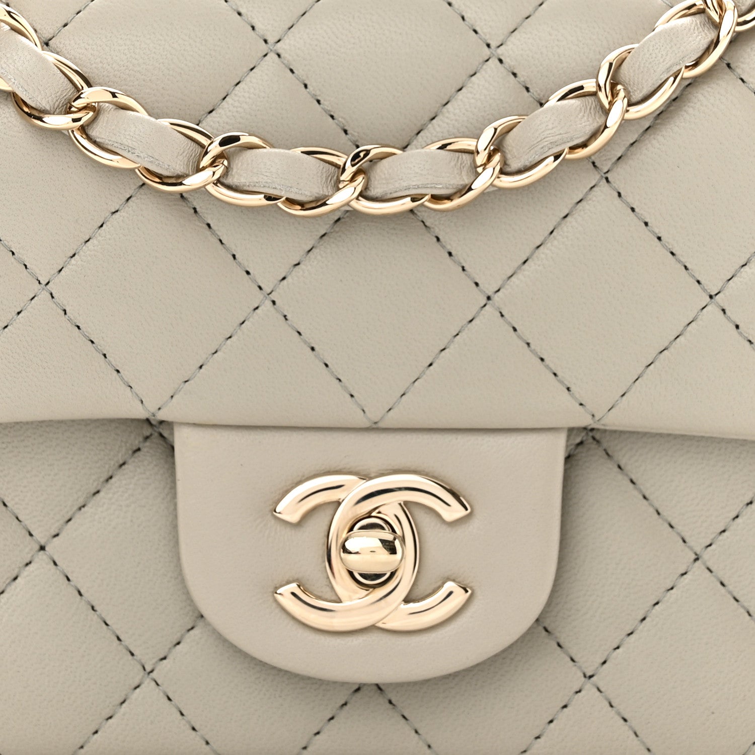 Chanel Lambskin Quilted Mini Rectangular Flap Grey 10 of 11