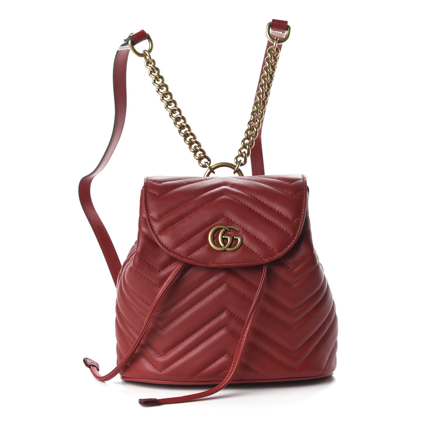 Calfskin Matelasse GG Marmont Flap Backpack Hibiscus Red