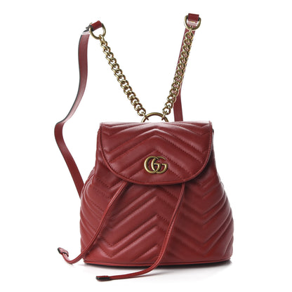 Gucci Calfskin Matelasse GG Marmont Flap Backpack Hibiscus Red 1 of 9