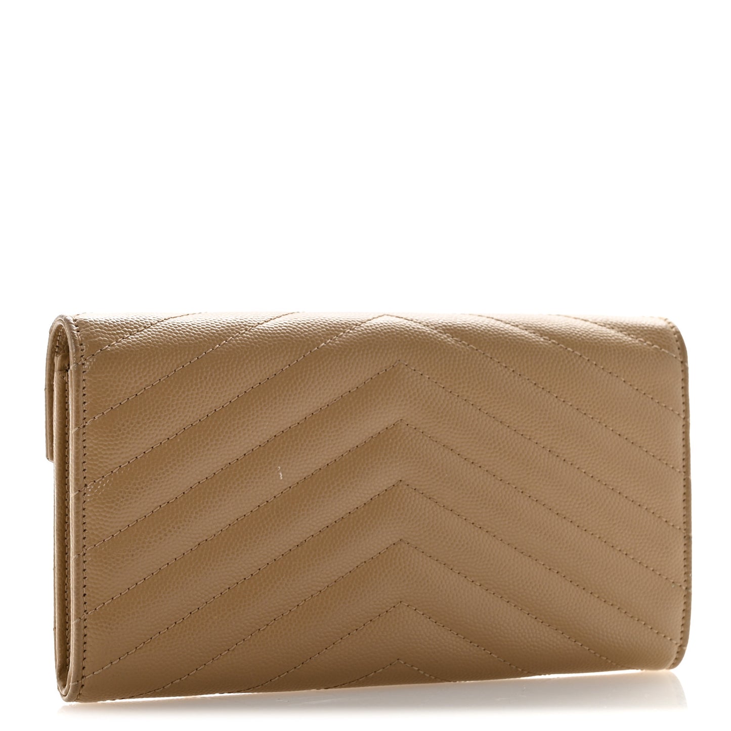 Grain De Poudre Matelasse Chevron Monogram Flap Wallet Dark Beige