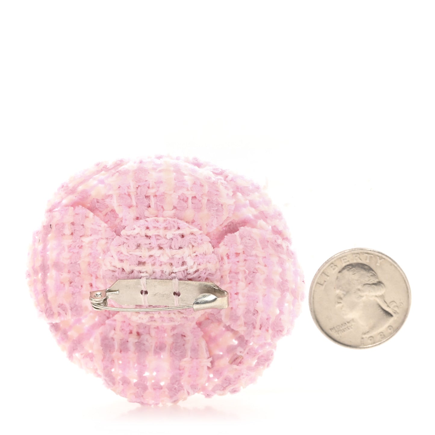 Tweed Camellia Brooch Pink White