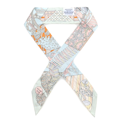 Hermes Silk De l'Ombrelle Aux Duels Twilly Ciel Rose Pale Orange 1 of 3