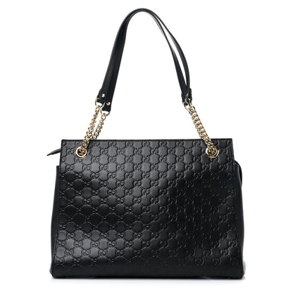 Gucci Guccissima Signature Large Shoulder Tote Bag Black 1 of 8