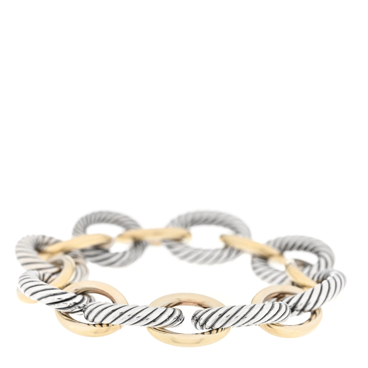 David Yurman Sterling Silver 18K Yellow Gold 18mm Extra Large Oval Link Bracelet 1 of 3