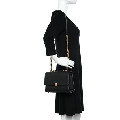 Chanel Grained Calfskin Small Stitched Flap Black 2 of 10