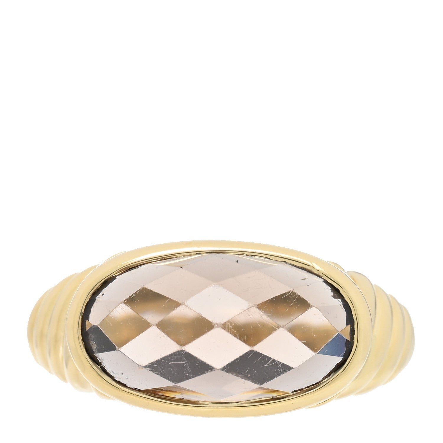 David Yurman 18K Yellow Gold Smoky Quartz Color Classics Ring 54 7 2 of 4