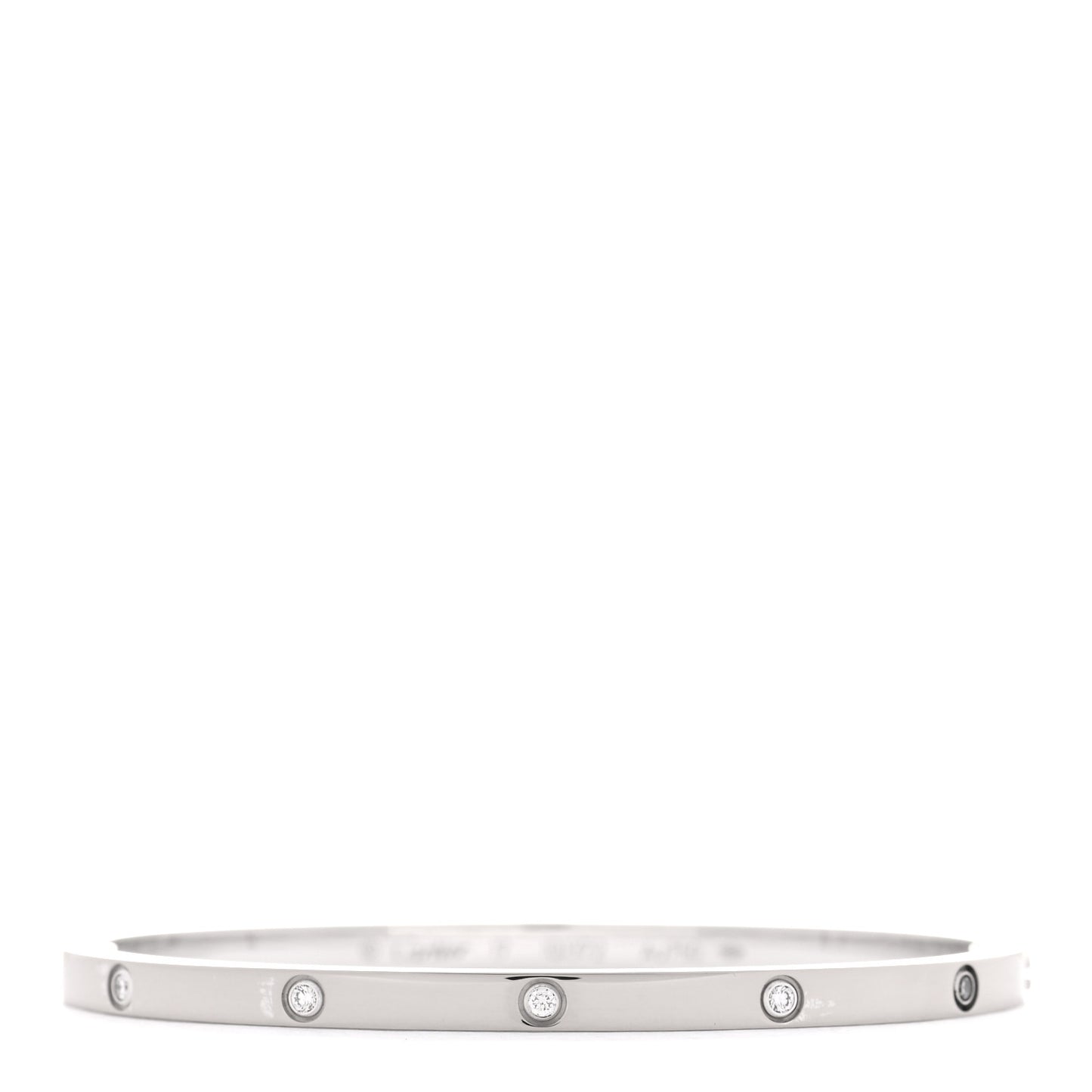 18K White Gold 10 Diamond Small LOVE Bracelet 17