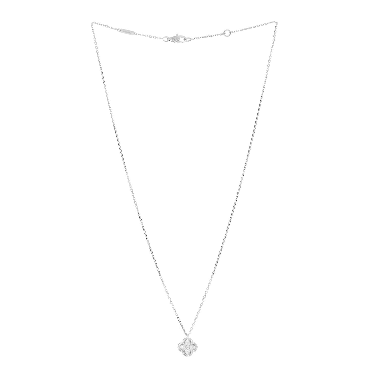 Van Cleef & Arpels 18K White Gold Diamond Sweet Alhambra Pendant Necklace 3 of 4