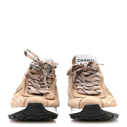 Chanel Suede Goatskin CC Sneakers 36 Dark Beige 3 of 8