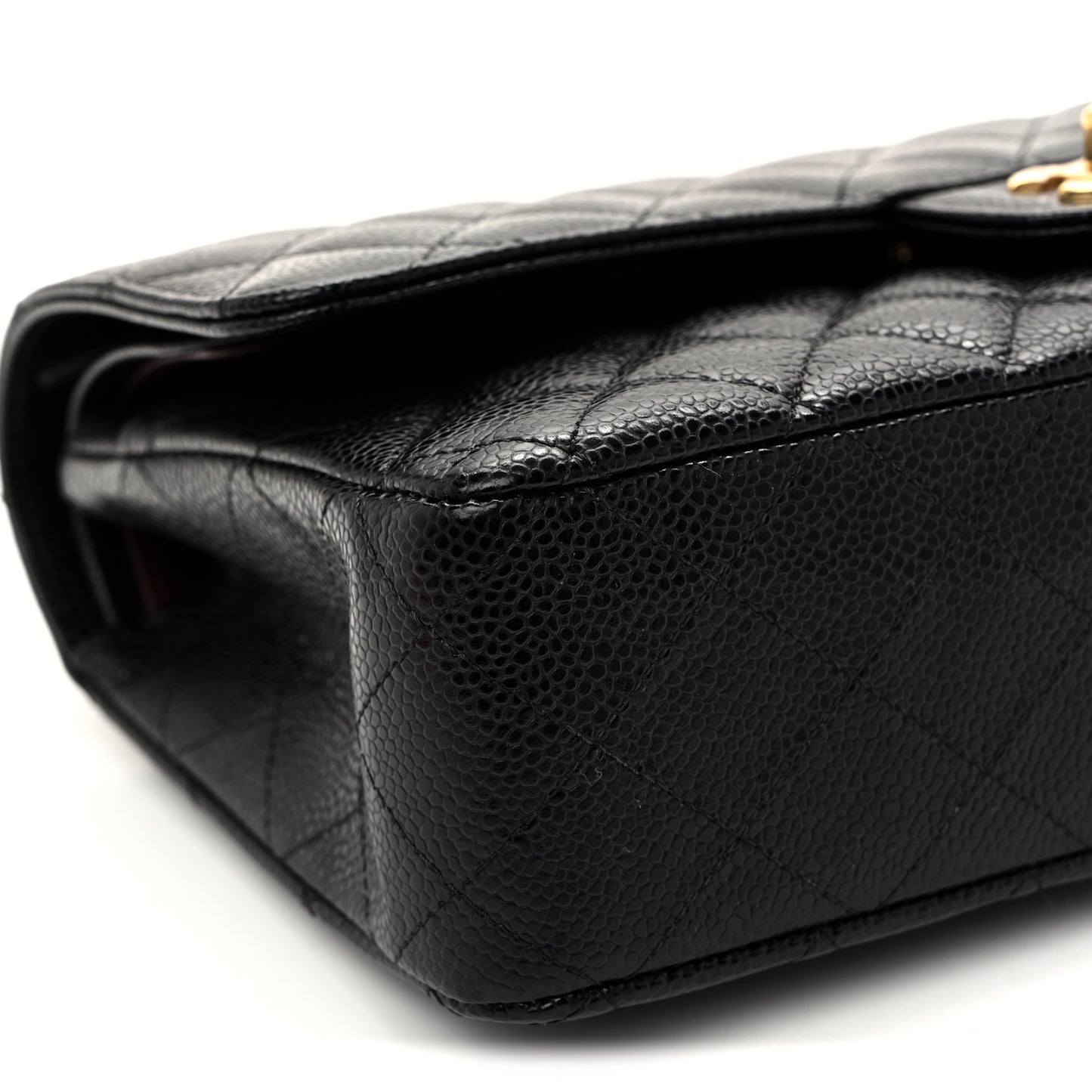 Caviar Quilted Medium Double Flap Black