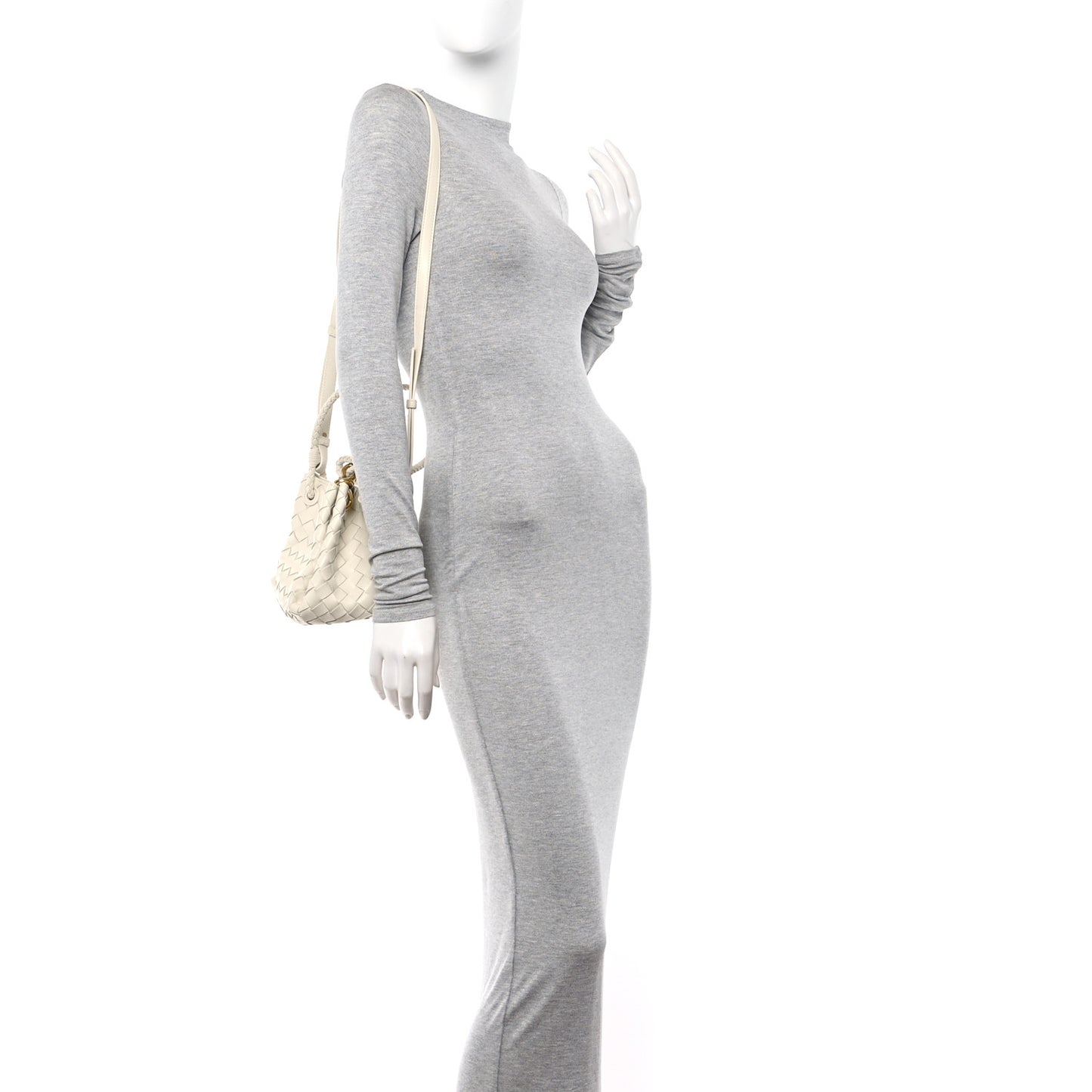 Nappa Intrecciato Small Parachute Shoulder Bag Sea Salt