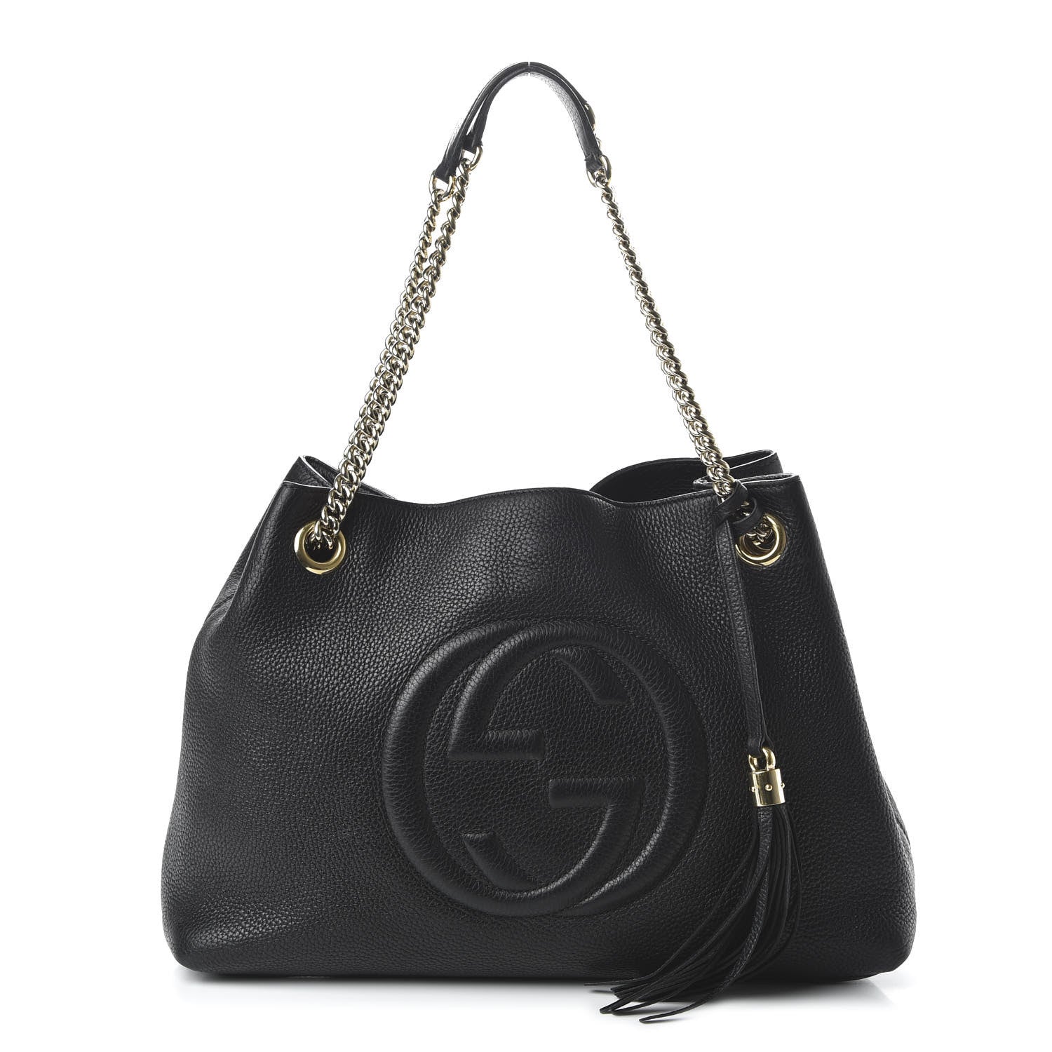 Gucci Pebbled Calfskin Medium Soho Chain Shoulder Bag Black 1 of 11