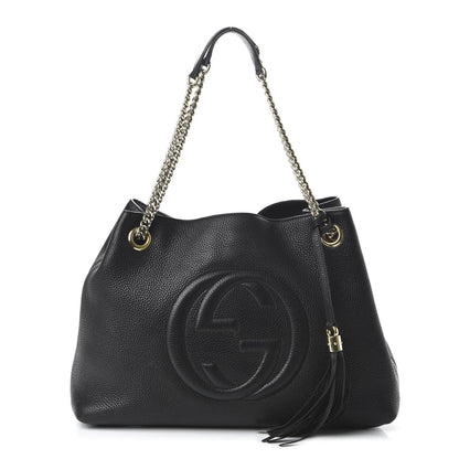 Gucci Pebbled Calfskin Medium Soho Chain Shoulder Bag Black 1 of 11