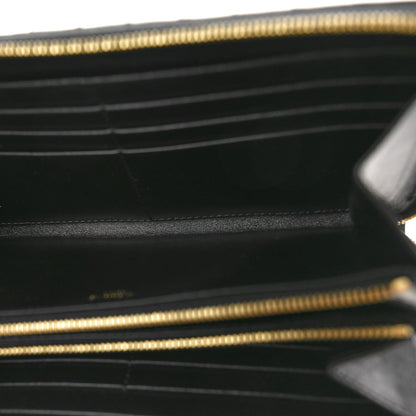 Celine Lambskin Quilted Large C Charm Zip Around Wallet Black 5 of 8