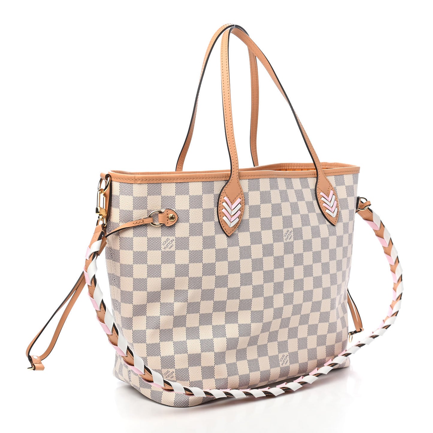 Damier Azur Braided Neverfull MM Pink