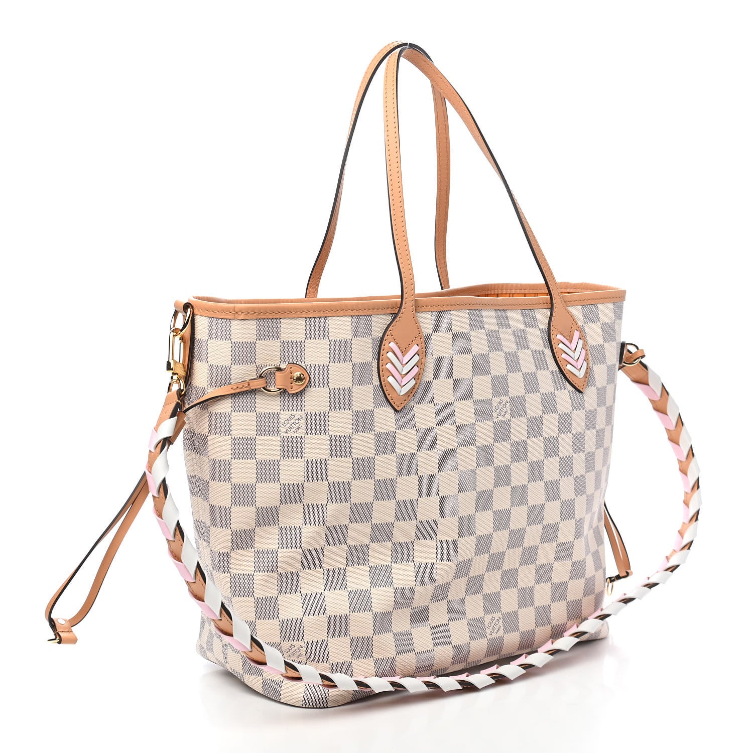 Louis Vuitton Damier Azur Braided Neverfull MM Pink 4 of 10
